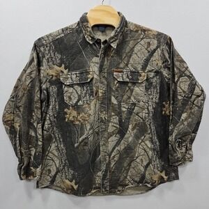 Woolrich Hunting Shirt Mens 2XLT Button Down Long Sleeve Realtree Hardwoods Camo
